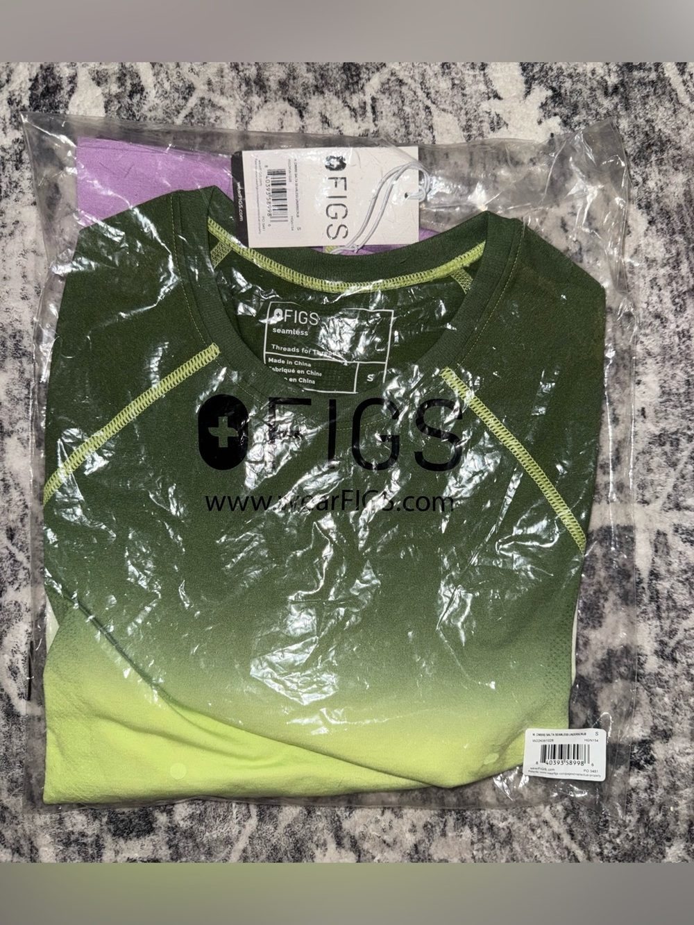 Figs Ombre Green Seamless Underscrub - Olive to Lime and Lavender